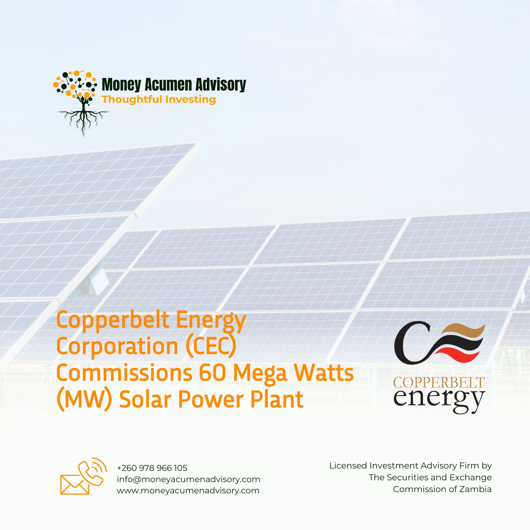 Read more about the article Copperbelt Energy Corporation (CEC) Commissions 60 megawatts (MW) Solar Power Plant