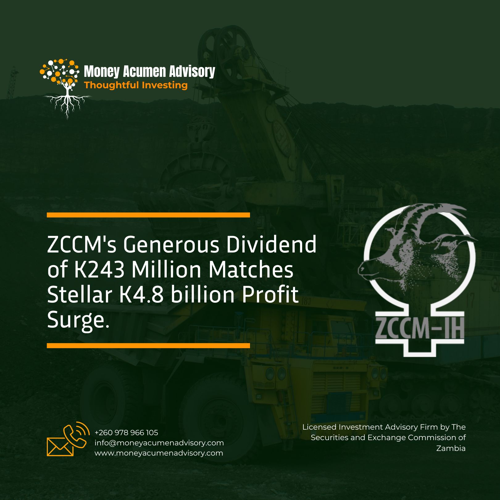 Read more about the article ZCCM’s Generous Dividend of K243 Million Matches Stellar K4.8 billion Profit Surge